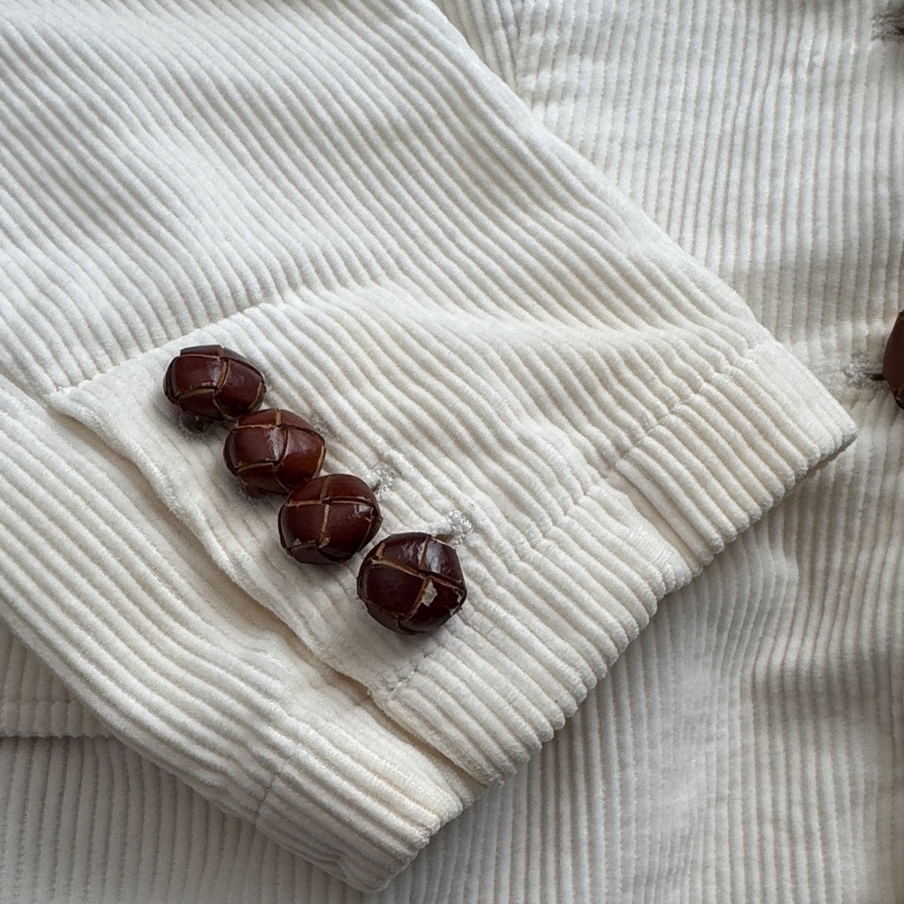 Vintage 100% Cotton J. Crew Cream Corduroy Blazer with Brown Buttons - Picture 6 of 7